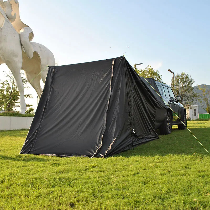 camping tent big space with rainfly, hatch back camping tent for 5 person, tailgate camping tent for suv with 4 poles, car tent