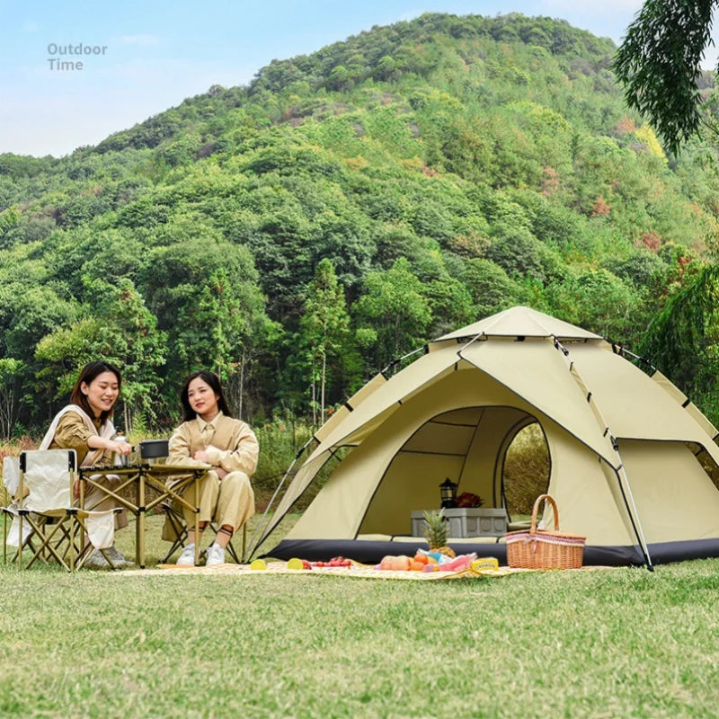 Automatic Pop Up Tent Double Waterproof Outdoor Camping Hiking Family Portable Quick Setup Lightweight Durable 3-4 Person Tent