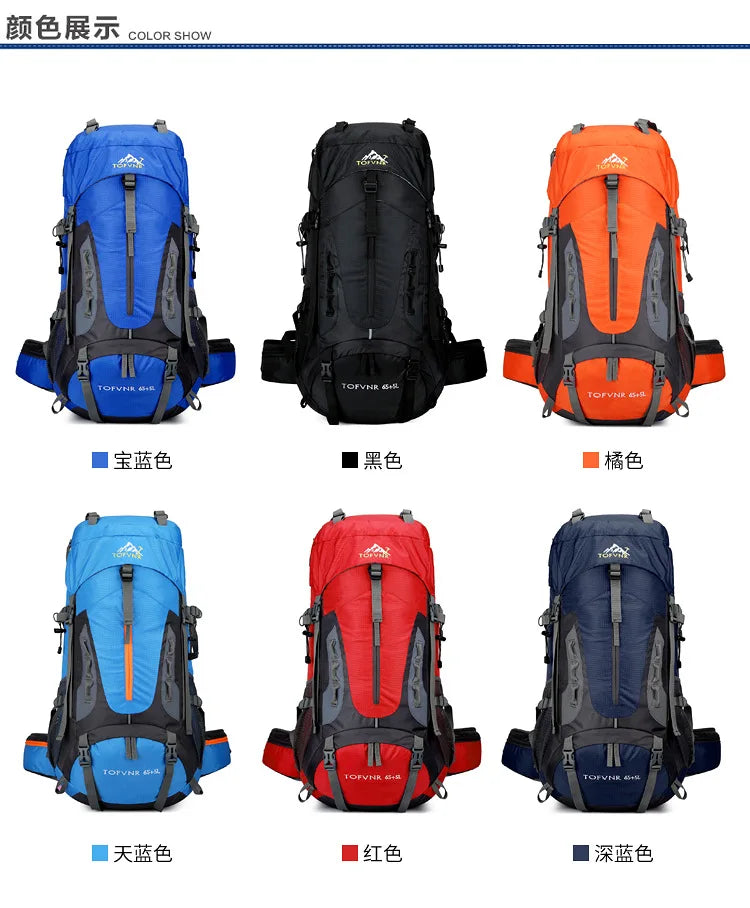 2025 cross-border outdoor hiking bag shoulder hiking sports bag waterproof bag backpack large capacity polyester backpack a001