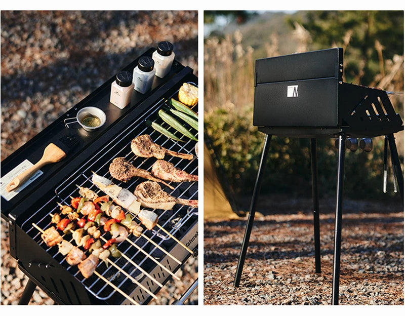 Naturehike Vertical Barbecue Rack Foldable Barbecue Charcoal Grill Stainless Steel Folding BBQ Grill For Outdoor Cooking Camping