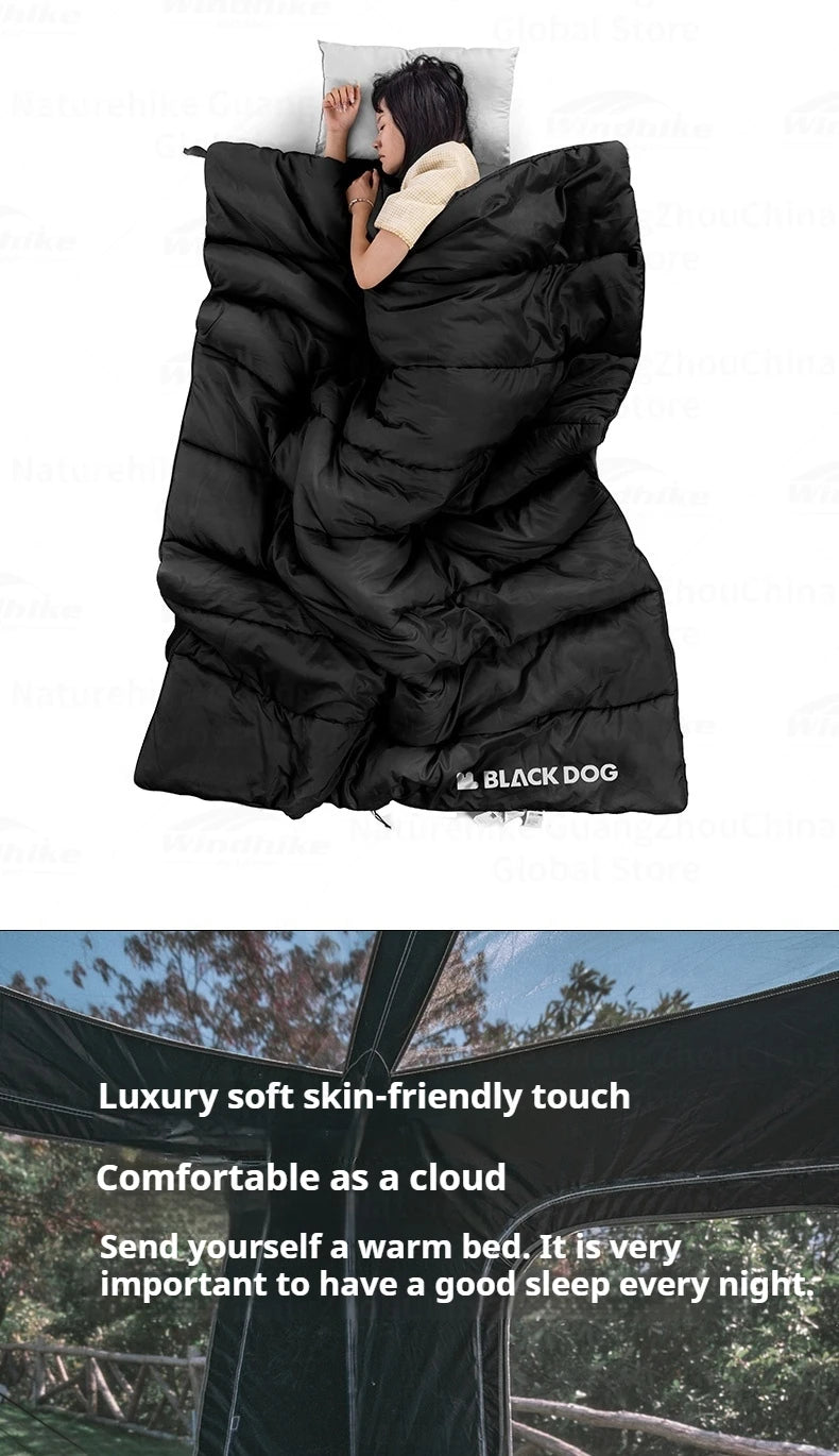 Naturehike BLACKDOG Envelope Sleeping Bag Double Spring Autumn Quilt 210T Camping Ultralight Outdoor Travel Adult Sleeping Bag