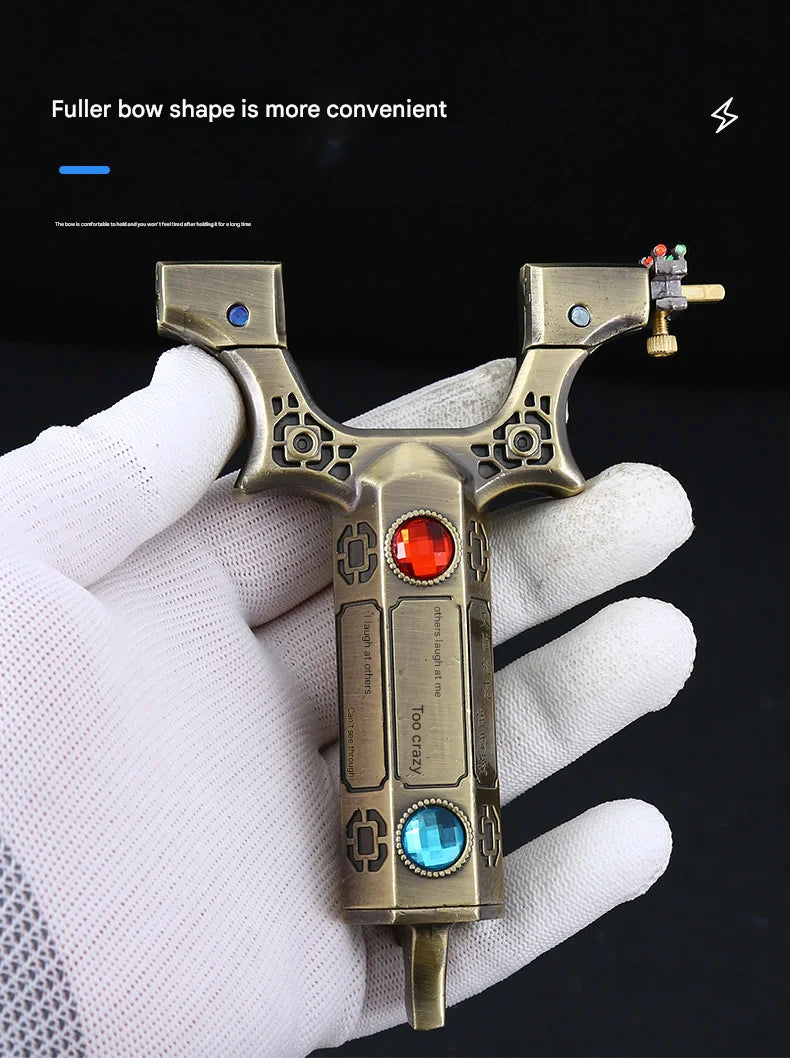 Powerful Alloy Slingshot Outdoor Hunting and Shooting Catapult High Precision Practical Quick Pressure Rubber Band Sligshot