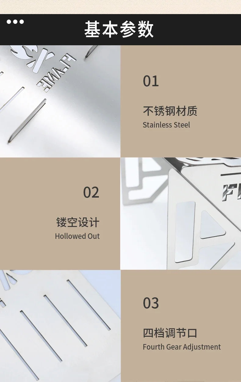 Outdoor Removable Barbecue Grill Ultra Lightweight Grill Mini Camping Stove Stainless Steel Firewood Stove