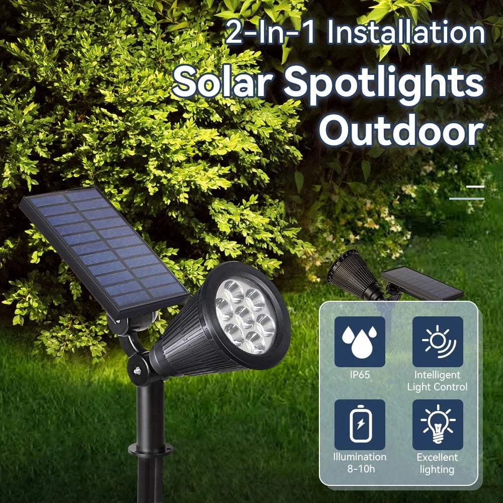 Outdoor Solar Spotlights Waterproof Tree Lighting Home Garden Solar Light Exterior Decor LED Lawn Spike Lamps for Courtyard Path