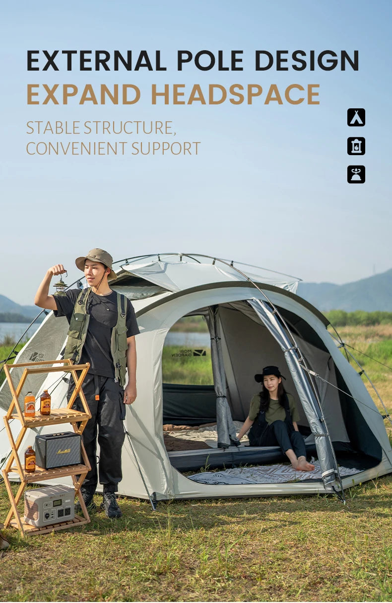 MOBI GARDEN Camping Tent Royal Castle 150D Oxford With Snow Skirt Double Layer Waterproof Hiking 5 Person 4 Season Tent UV50+