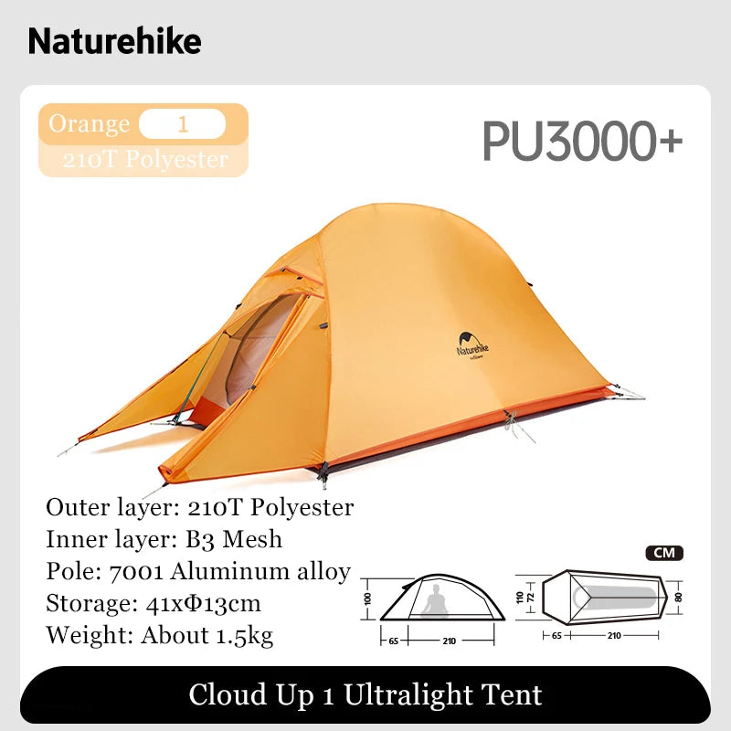 Naturehike Outdoor Upgrade Cloud Up 2 3 Person Tent 20D Nylon Silicone Double Layer Aluminum Pole Ultralight Camping Hiking Tent