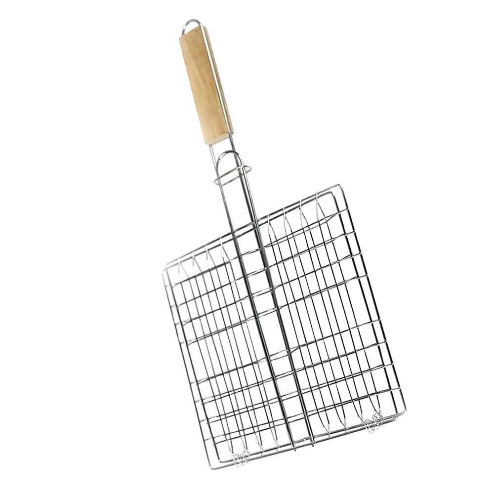 Large Size Stainless Steel Grill Rack Square Mesh Barbecue Fish Roaster Outdoor Camping Picnic Supplies Portable Bbq Grill