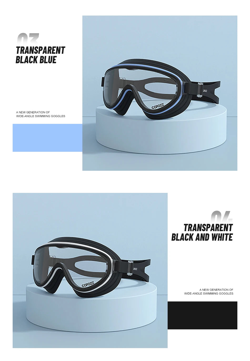 COPOZZ New Large Frame Adults Swimming Goggles Professional Plating Durable Anti Fog Comfort Eyewear Swimming Glasses Men Women