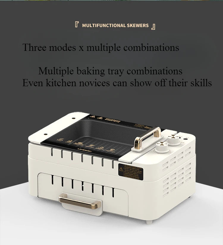 Skewer Barbecue Grill Home Automatic Rotating Multifunctional Indoor Electric Grill Light Smoke Barbecue Machine G-26