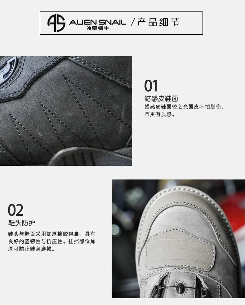 MT-20 Anti-fall Motorcycle Rally Boots MT-10 Leather Waterproof Riding Shoes Knob Design Racing Motorcycle Riding Cowhide Boots