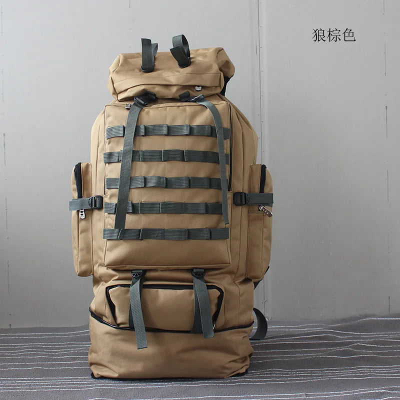 70-100L Outdoor Camping Travel Sports Backpack Military Camo Tactical Bag Large Capacity Waterproof Hiking Mountain Climbing Bag