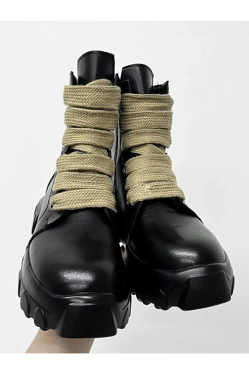 Autumn Motorcycle men Ankle Boots Street Goth Platform Rock Chunky Heels Punk Designer Shoes Knight Short Boots Woman Winter