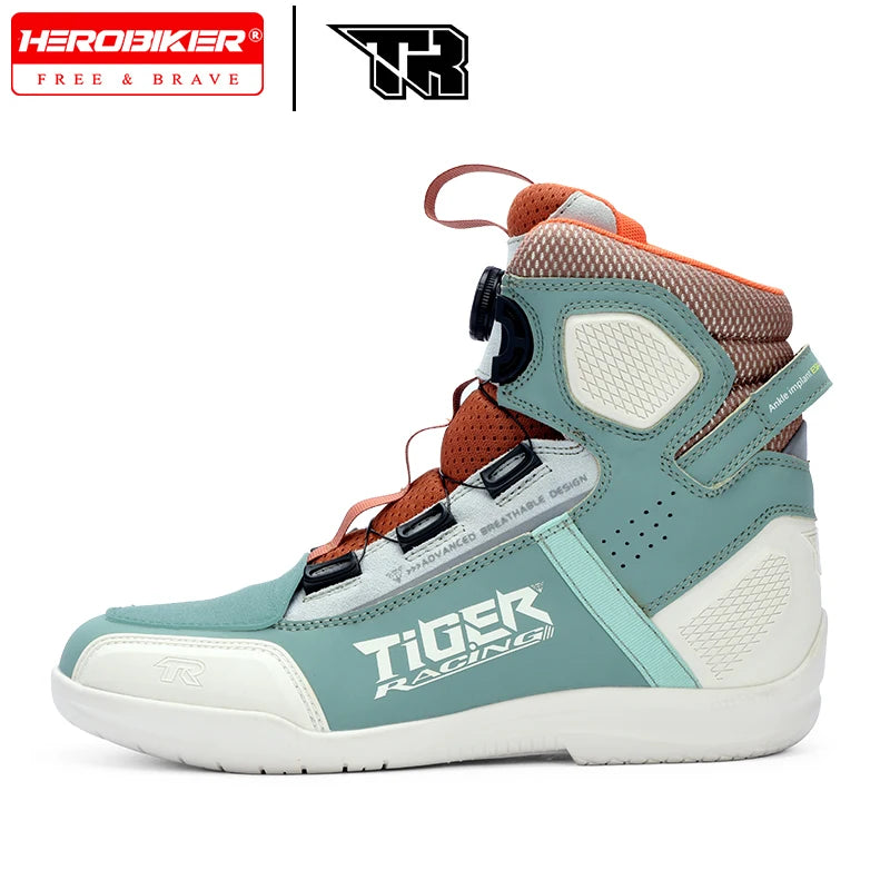 TR Motorcycle Shoes Men Motorcycle Boots Breathable Riding Boots Four Seasons Women Waterproof Moto Racing Shoes Cross-country
