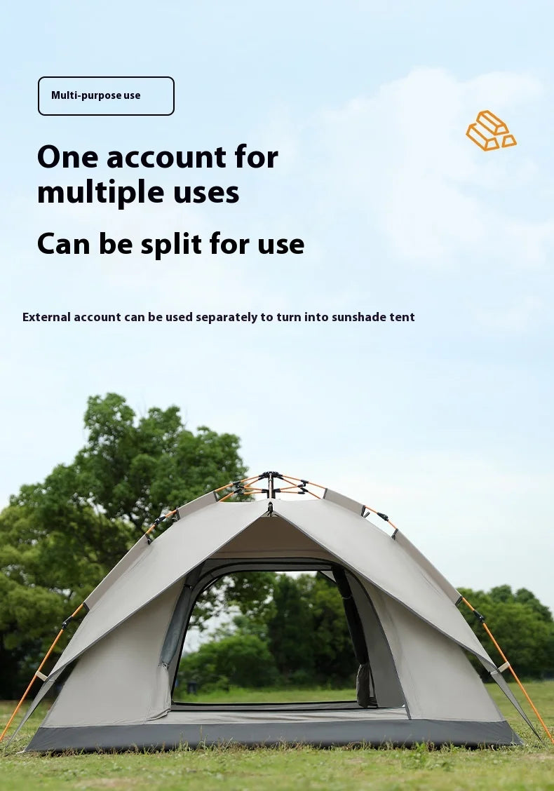 HeWolf Outdoor Double-layer Silver-coated Picnic Tent Automatic Folding Portable Waterproof Sunscreen Quick-Open Camping Tent