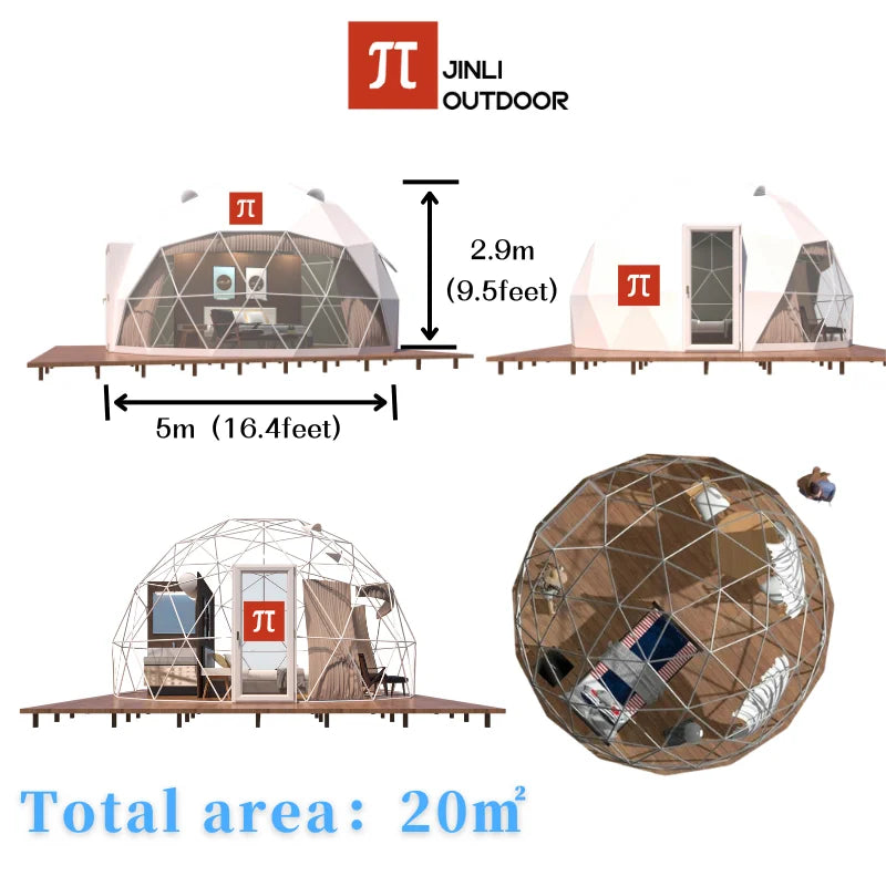 【Global Shipping】 Geodesic Dome Tent Spherical Tent Hotel Resort Outdoor Luxury Glamping Dome Transparent Starry Sky Tent