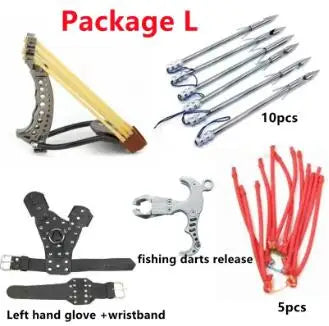 Professional Fishing Slingshot Kit with Arrowheads Wrist Support Rocket Slingshot Catapult for Fishing and Hunting Outdoor Games