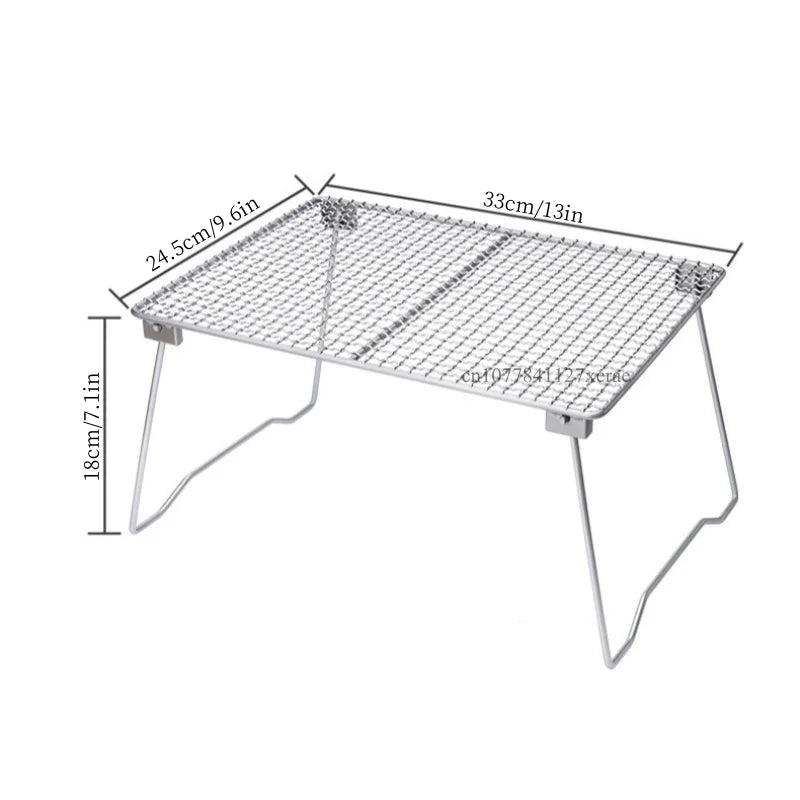 Outdoor Pure Titanium Grill Camping Table Portable Lightweight Net BBQ Wire Mesh Grate Mini Foldable Cooking Pot Rack