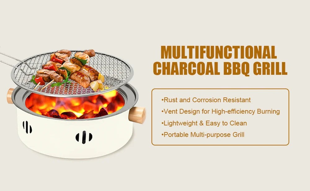 Mini Charcoal Barbecue Grill for Home Outdoor Camping Beach Picnic BBQ Grill Barbecue Stove, Multifunctional Charcoal BBQ Stove