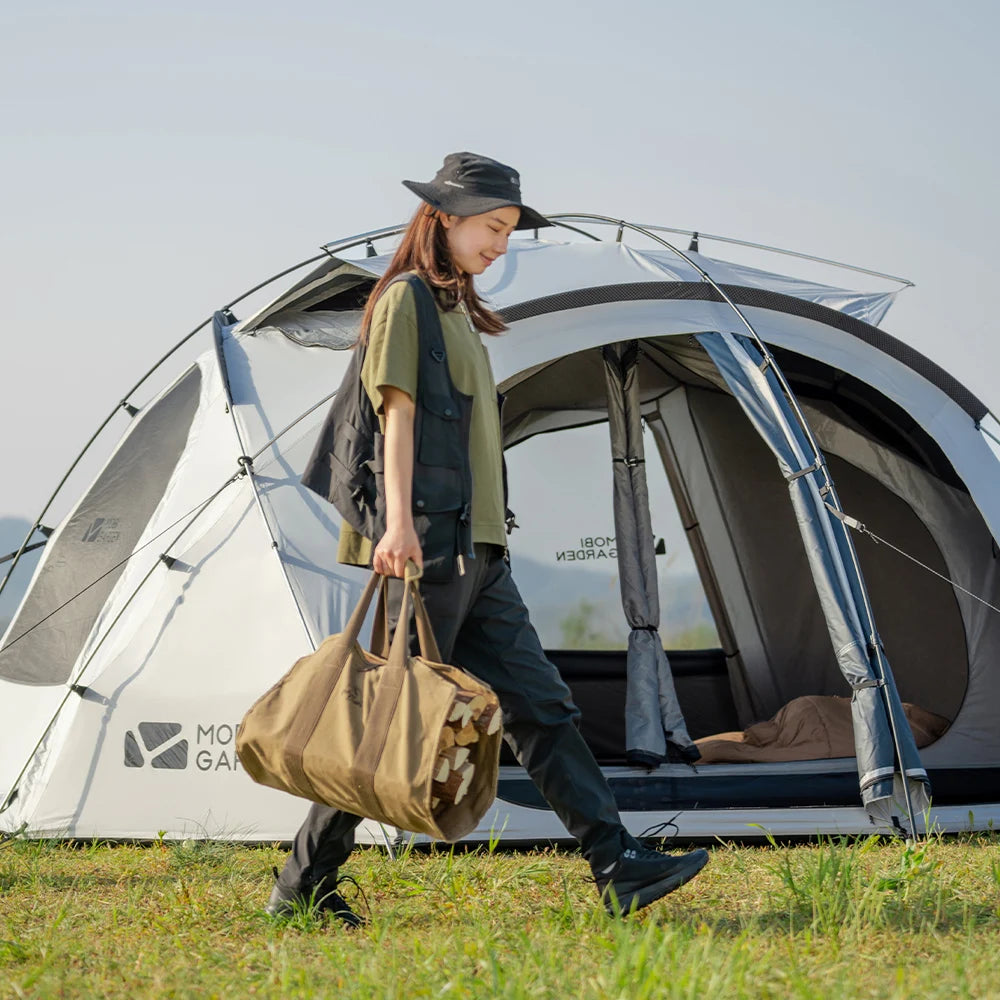 MOBI GARDEN Camping Tent Royal Castle 150D Oxford With Snow Skirt Double Layer Waterproof Hiking 5 Person 4 Season Tent UV50+