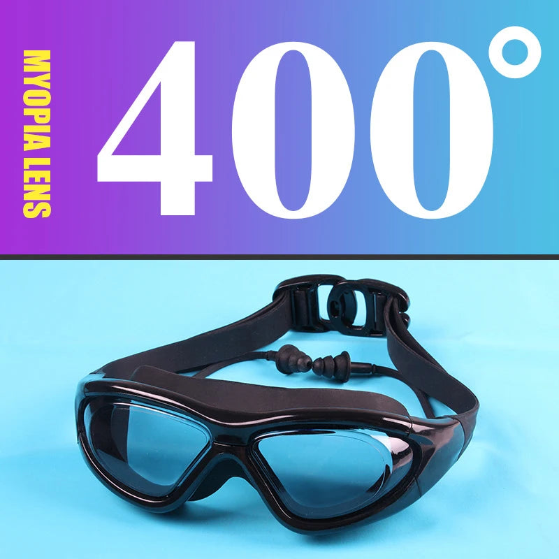 Adult Optical HD Swimming Goggles Anti-fog UV Protection Waterproof Silicone -2 To -9 Myopia Swim Eyewear Glasses with Earplug