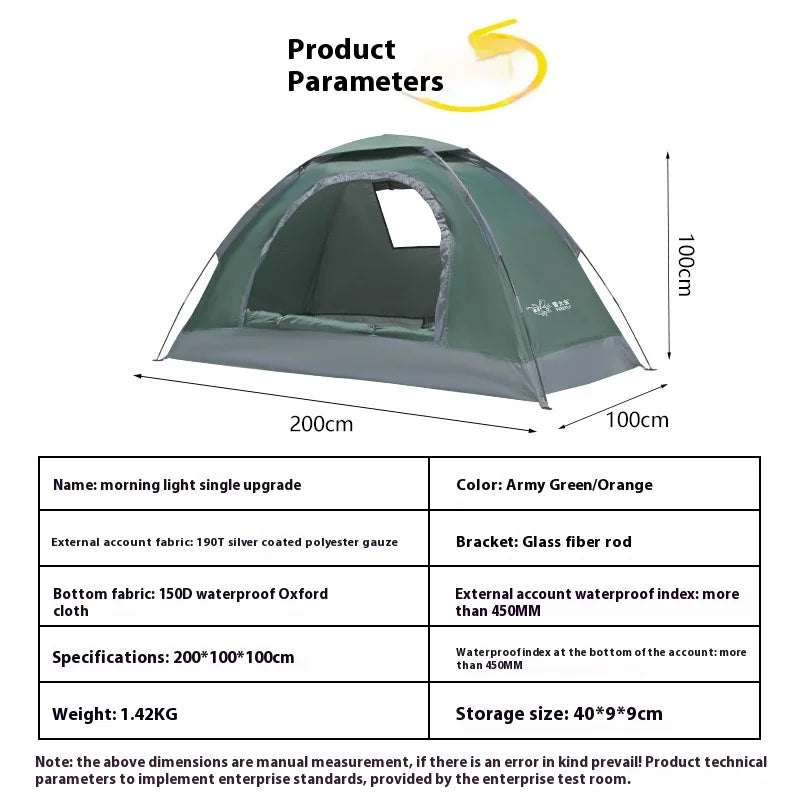 Single Camping Tent -190T Silver Plated Polyester 150D Waterproof Oxford 1.42KG Lightweight and Portable Outdoor Tent ultralight