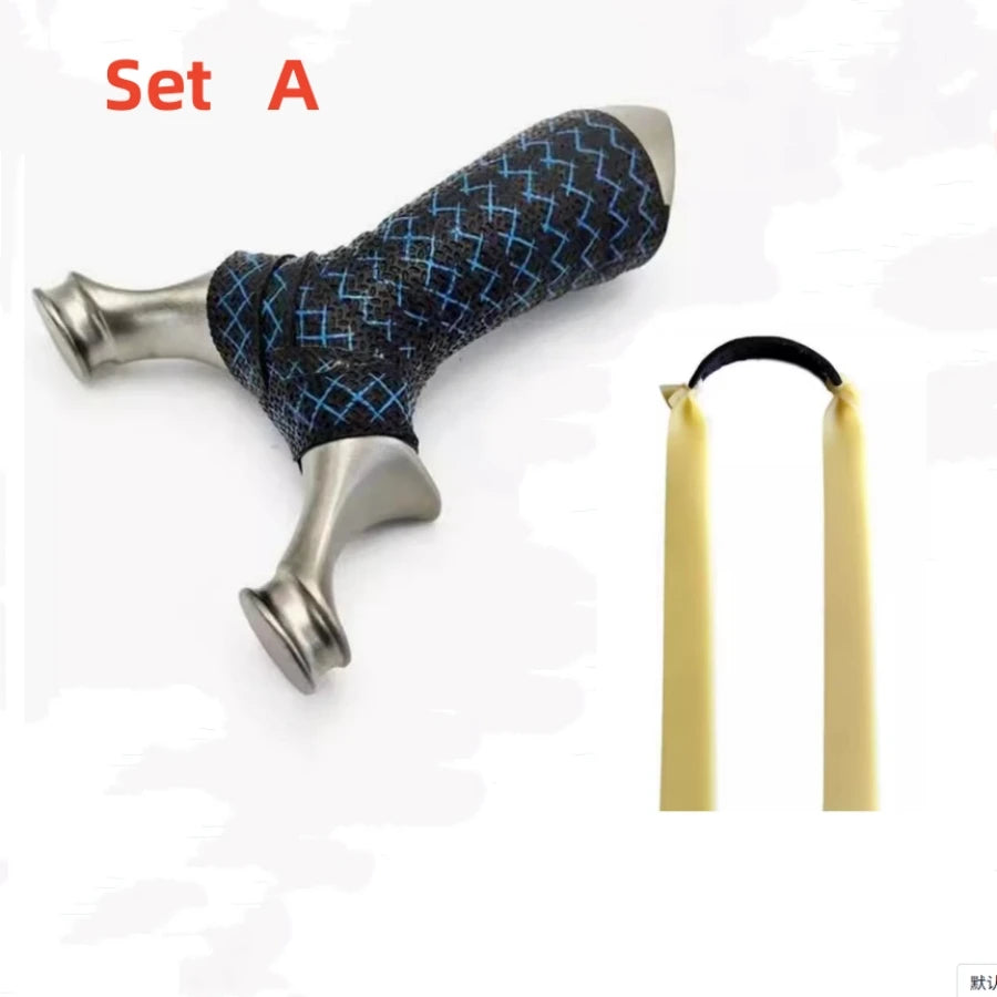 Professional Hunting Slingshot High Quality Stainless Steel Catapult with Flat Rubber Band Outdoor Shooting Game Sling Shot Set