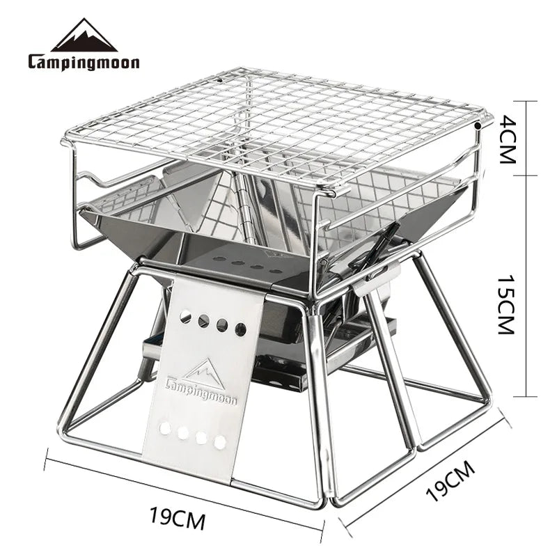 Mini Camping BBQ Grill Stove Campingmoon X-mini Portable BBQ Rack Charcoal Stove