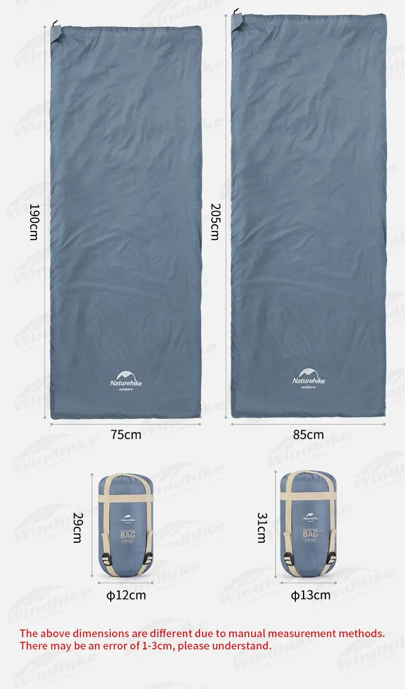 Naturehike LW180 Sleeping Bag Ultralight Summer Cotton Quilt Outdoor Camping Hiking for Single Splicing Envelope Sleeping Bag