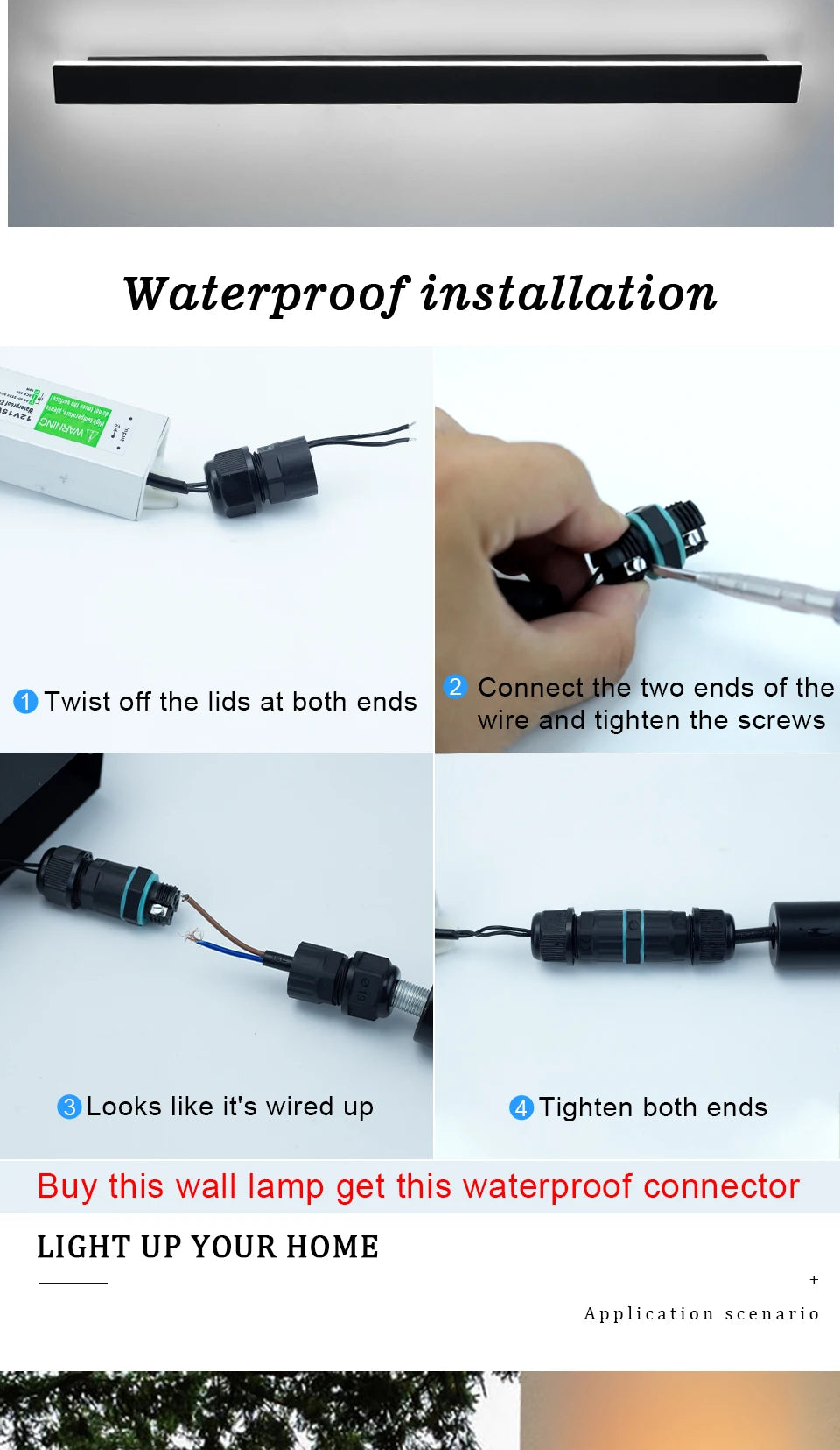 2/1 PCS Dimming Waterproof LED Long Wall Sconce Lamp Garden Decoration Outdoor Lighting 85-265V LED Wall Light External Sconce