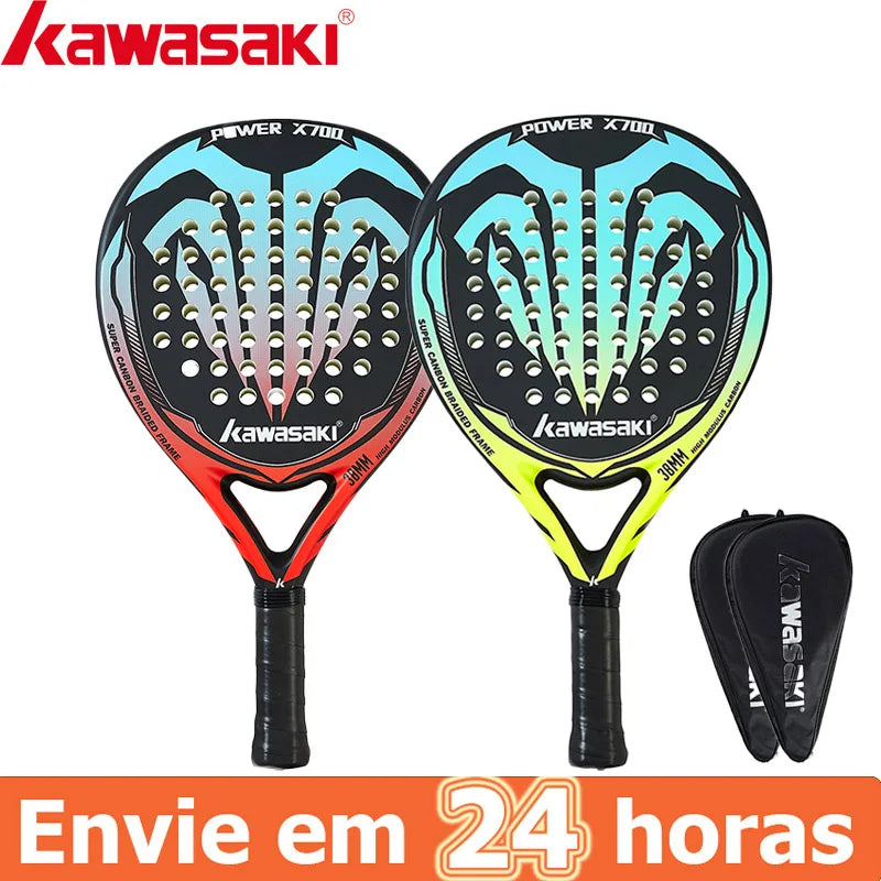 Kawasaki 2022 Padel Tennis Carbon Fiber Soft EVA Face Tennis Paddle Racquet with Padle Bag Cover Beach Tennis Paddle Racket