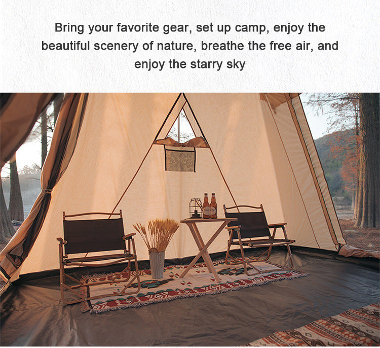 Cotton Picnic Tent for 4 Person, Outdoor Camping, TC, One Bedroom, Luxury, Foldable, Custom Tent, Oxford, Spring