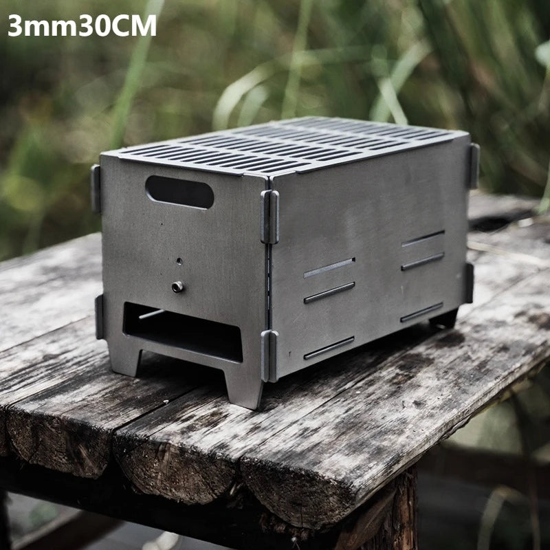 Titanium Alloy Portable Barbecue Grill Rack Outdoor Family Charcoal Stove Furnace Frame Camping Lightweight Camp Equipment