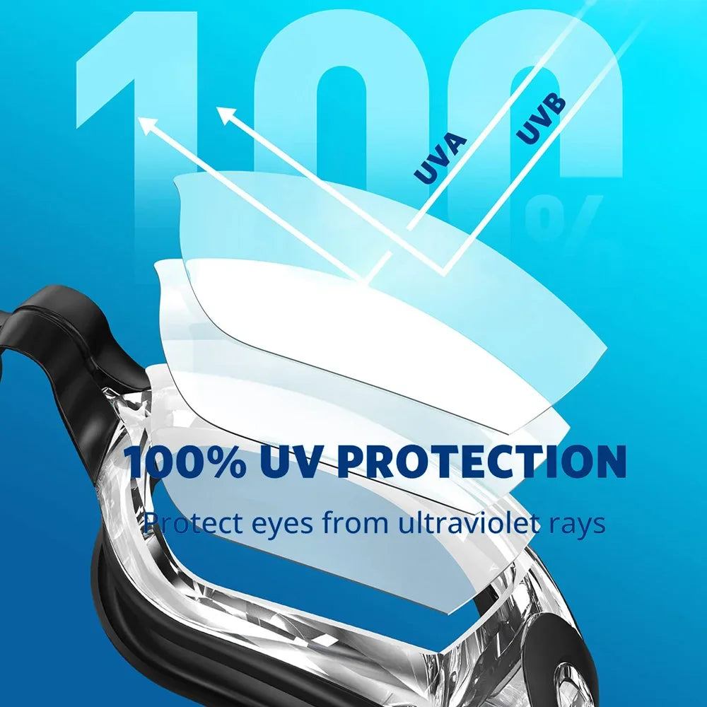 Professional Swimming Goggles Swim Glasses Anti-Fog Clear Vision Waterproof Quick Adjustable With earplug nose clip Eyewear