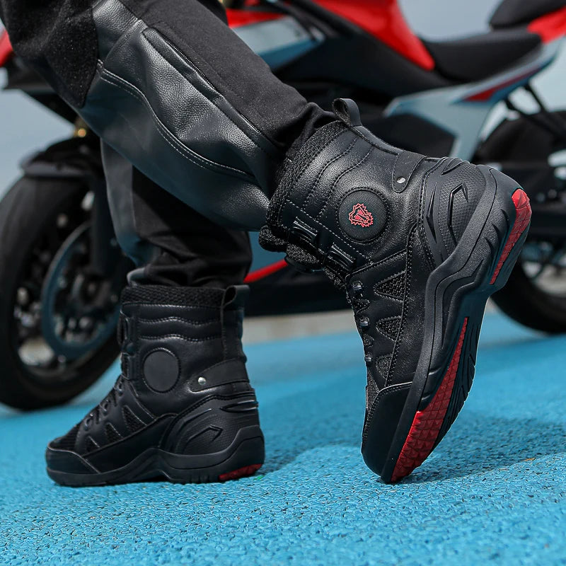 Motorcycle Shoes Riding Men Boots Motorcycle Casual Shoes Microfiber Waterproof Anti-slip Outdoors Travel Equipment Sneakers
