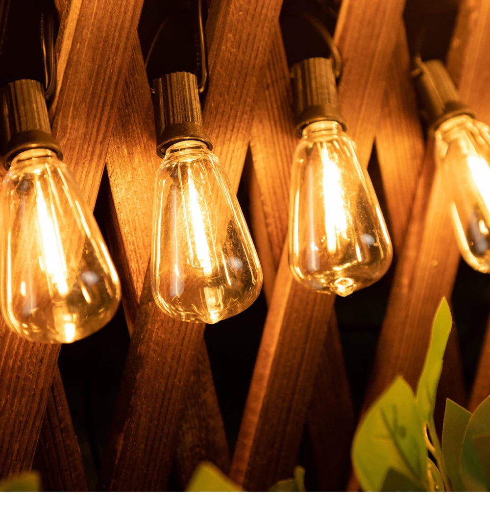 ST38 LED Solar String Light Dimmable Outdoor Shatterproof Garden Solar Powered String Lights with Remote Bistro Cafe Camping Dec