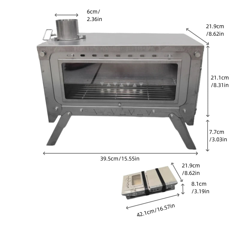 WT-Dream-Ti Titanium furnace Plug-in folding titanium alloy outdoor tent camping wood stove grill