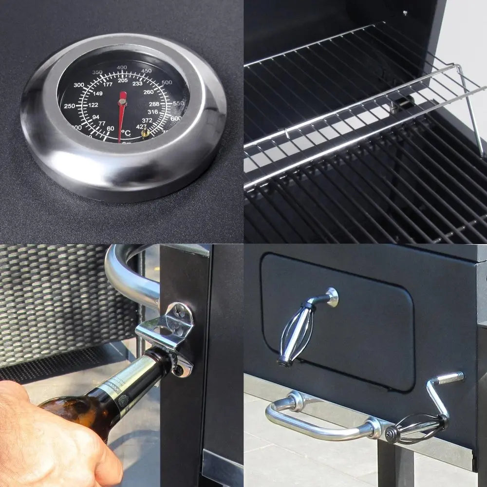 Garden Backyard Classic Charcoal BBQ Grills Large Cooking Area BBQ Party Square BBQ Grill with Trolley