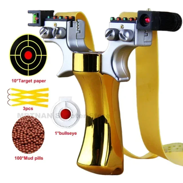 Powerful Laser Slingsshot Upgrade Outdoor Shooting Catapult Double Screw Quick Pressure Rubber Band Hunting Slingshot