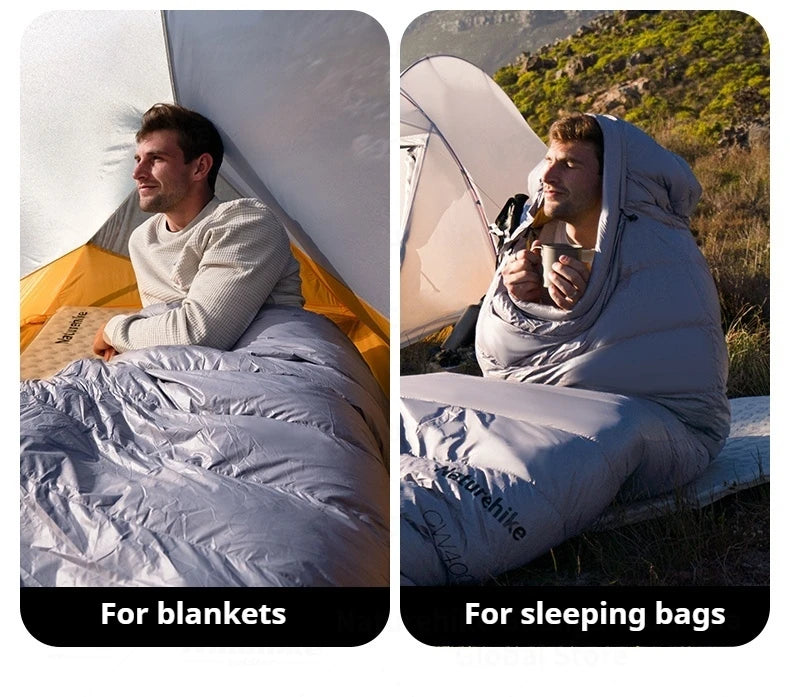 Naturehike CW400 Sleeping Bag Winter 650FP Duck Down Hooded Hiking Sleeping Bag 20D Nylon Waterproof Ultralight Envelope Warm