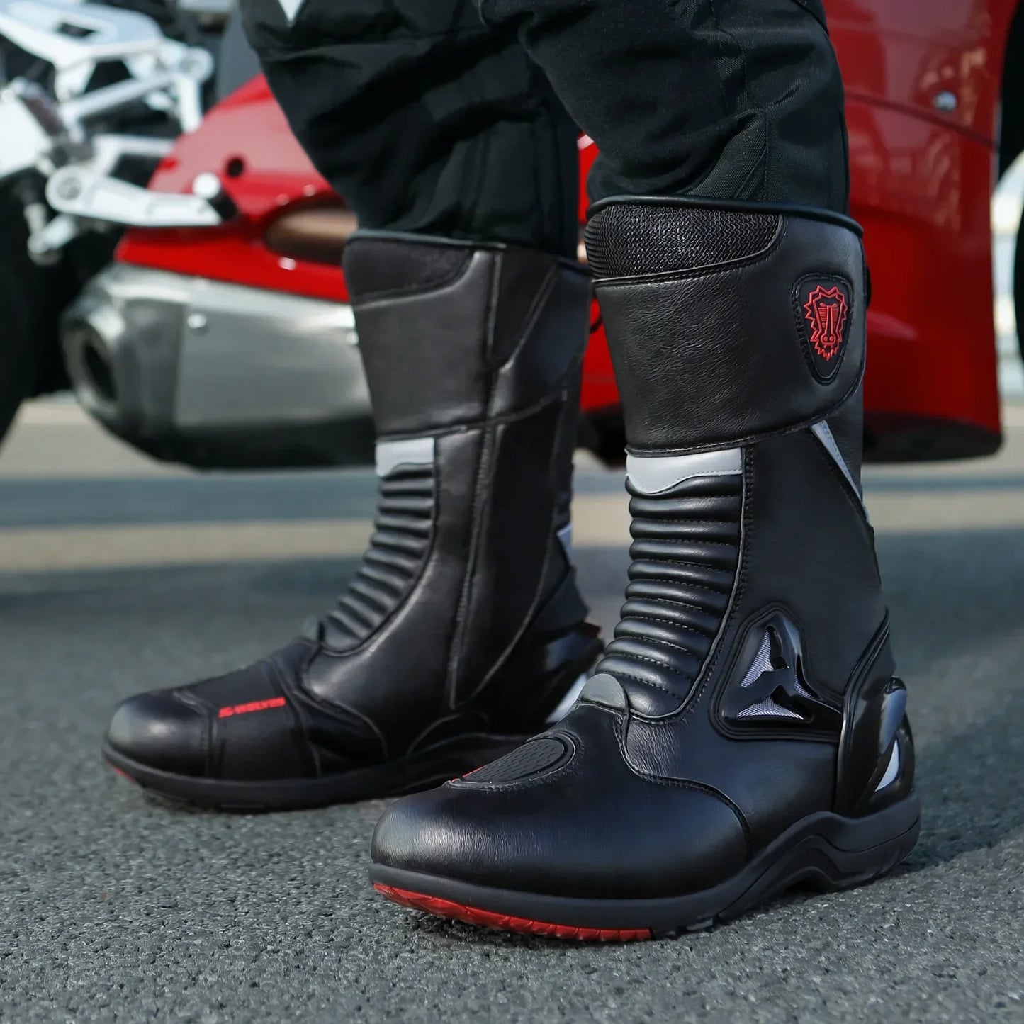 Motorcycle Boots for Men Women Riding Mid-Calf Ankle Protective Shoes Racing Long Boot Anti Slip Waterproof Moto Equipment