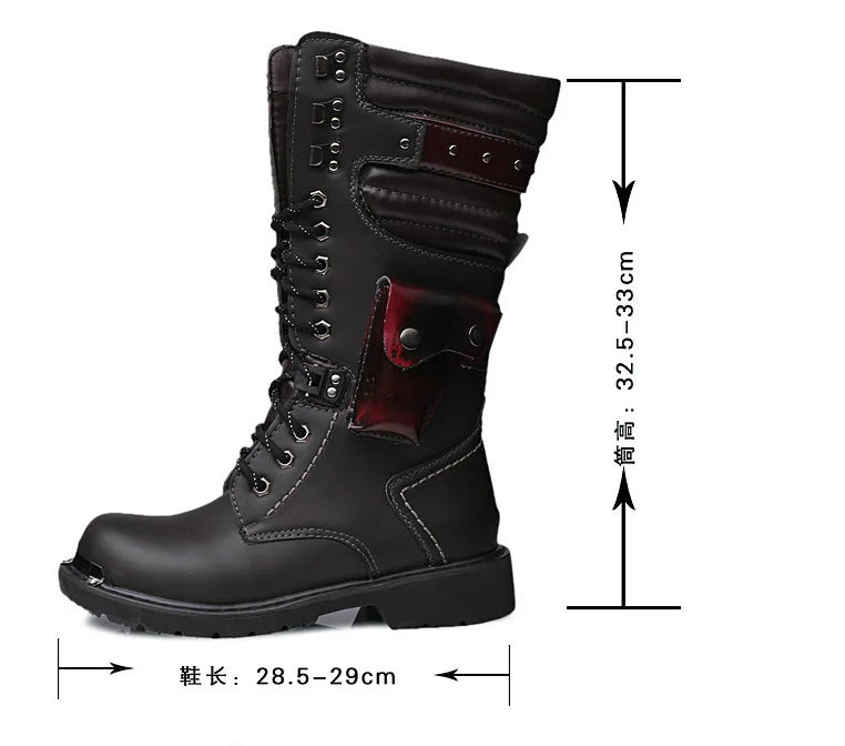Men's High Top Motorcycle Boots Autumn and Winter Fashion Outdoor Collision Resistant Anti Slip Soft Sole Casual Leather Boots