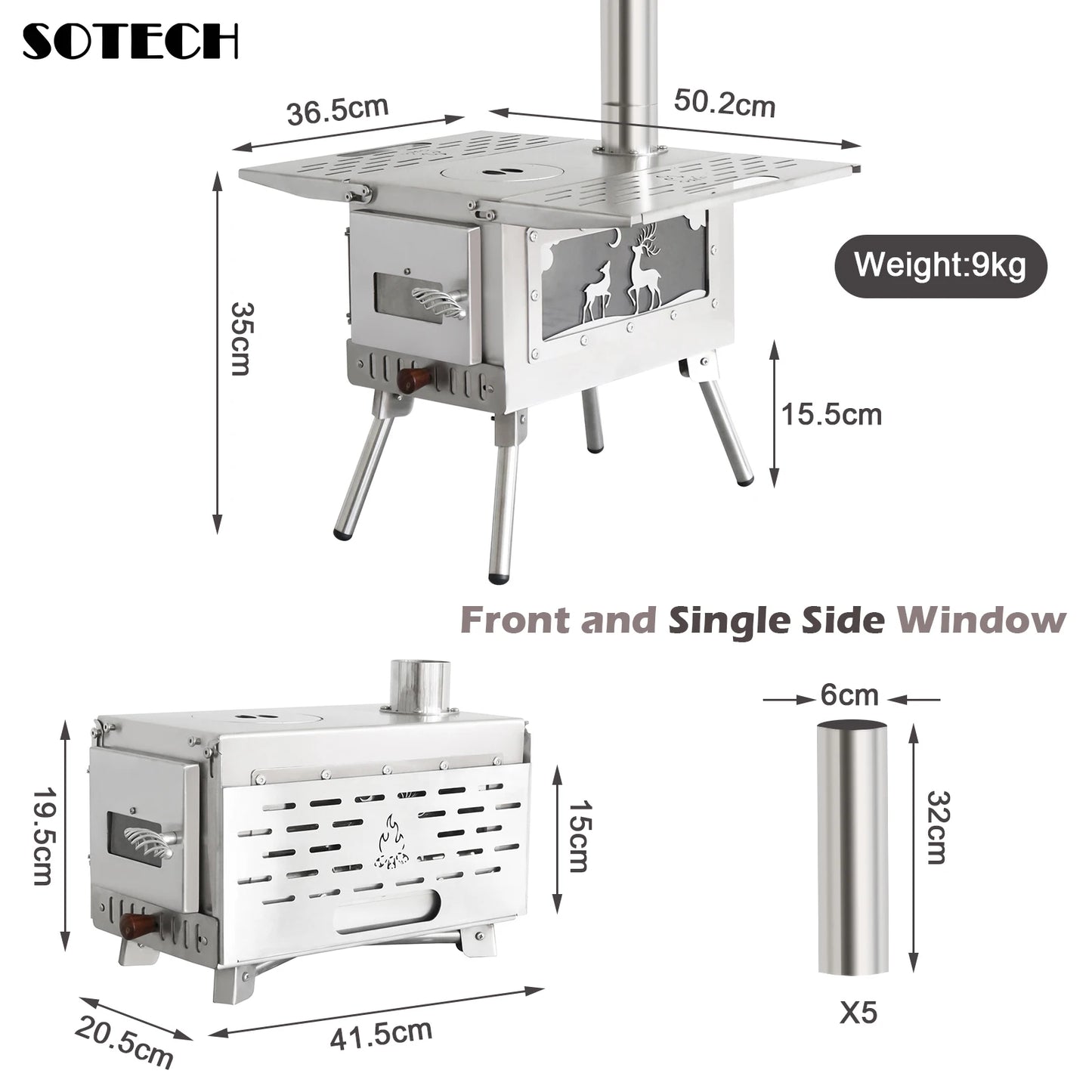 Multi-purpose Firewood Stove Stainless Steel Pellet Burner Camping Partical Heater Portable Foldable Wood Stove Outdoor Picnic