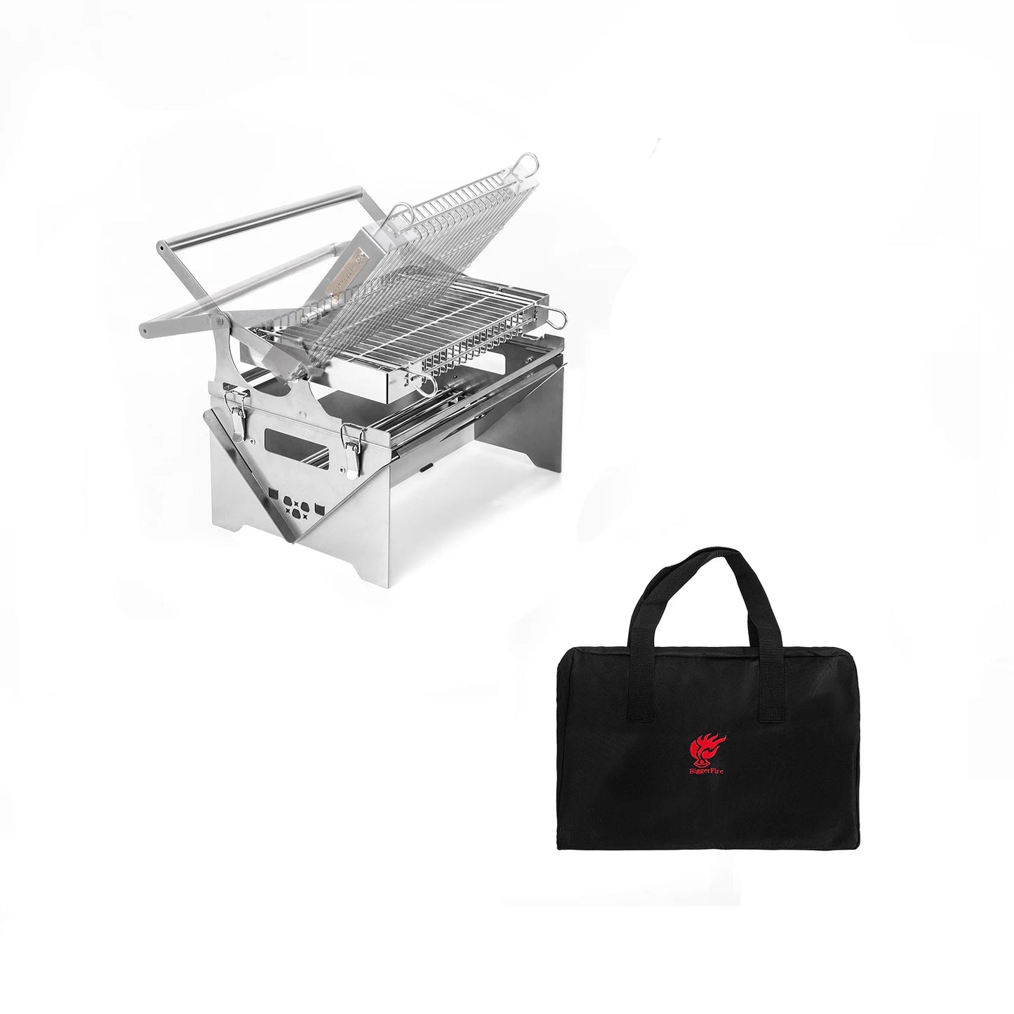 BiggerFire New Portable Outdoor Camping Easy  Flip BBQ Grill Folding Charcoal BBQ Grills