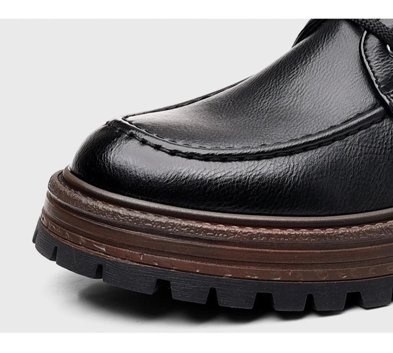 2025 Autumn Winter New Platform Boots for Men Keep Warm Fashion Casual Ankle Boot Male Solid Color Outdoor Cow Leather Shoes Man