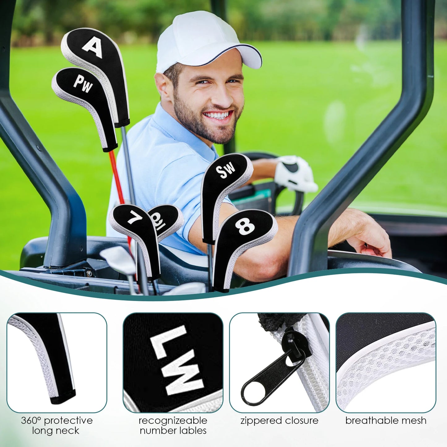 12piece Protective Cover Set Of 12 For Golf Club Head Irons Golf Supplies Accessories Golf Training