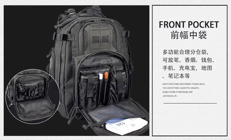 YAKEDA 600D MOLLE Tactical Backpack Assault Pack 40L Waterproof Outdoor Travel Camping Climbing Hiking Bag Mens Rucksack