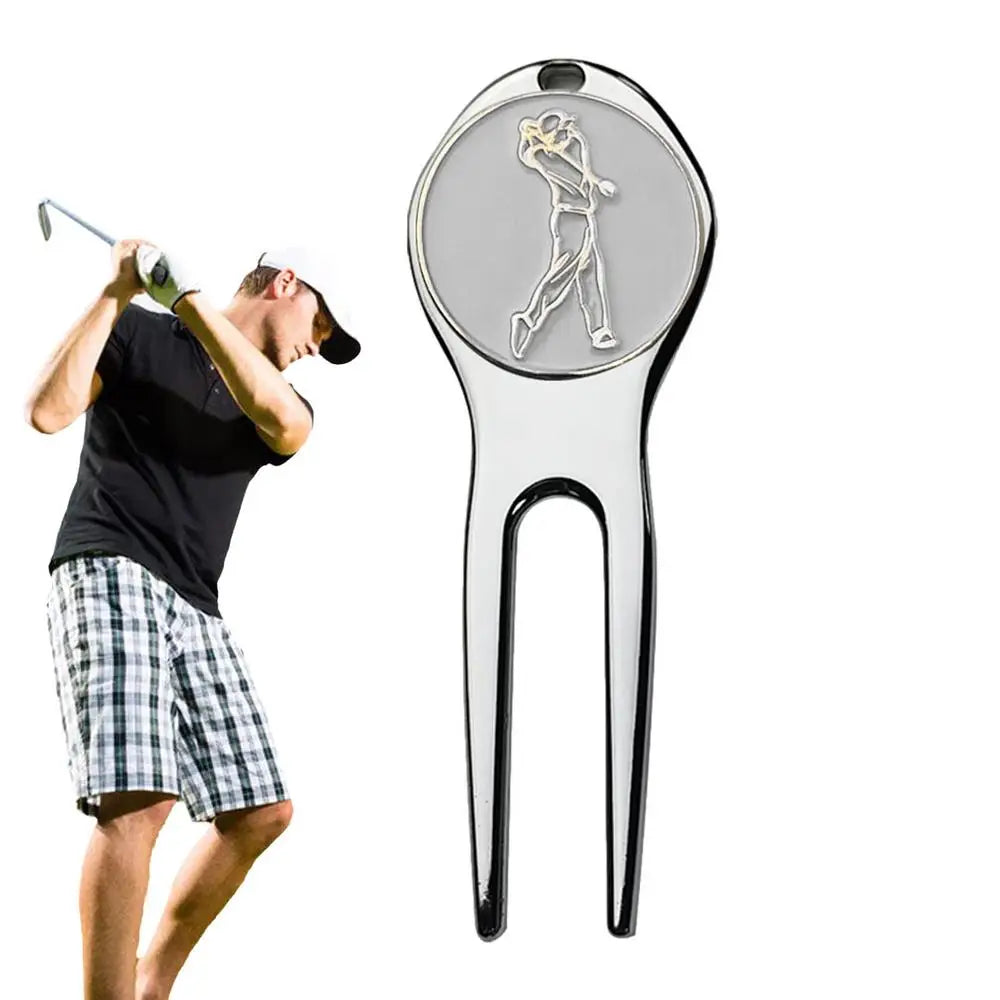 1Pc Golf Divot Repair Tool Zinc Alloy Magnetic Detachable Golf Green Fork Pitch Groove Cleaner Golf Marker Golfs Accessories