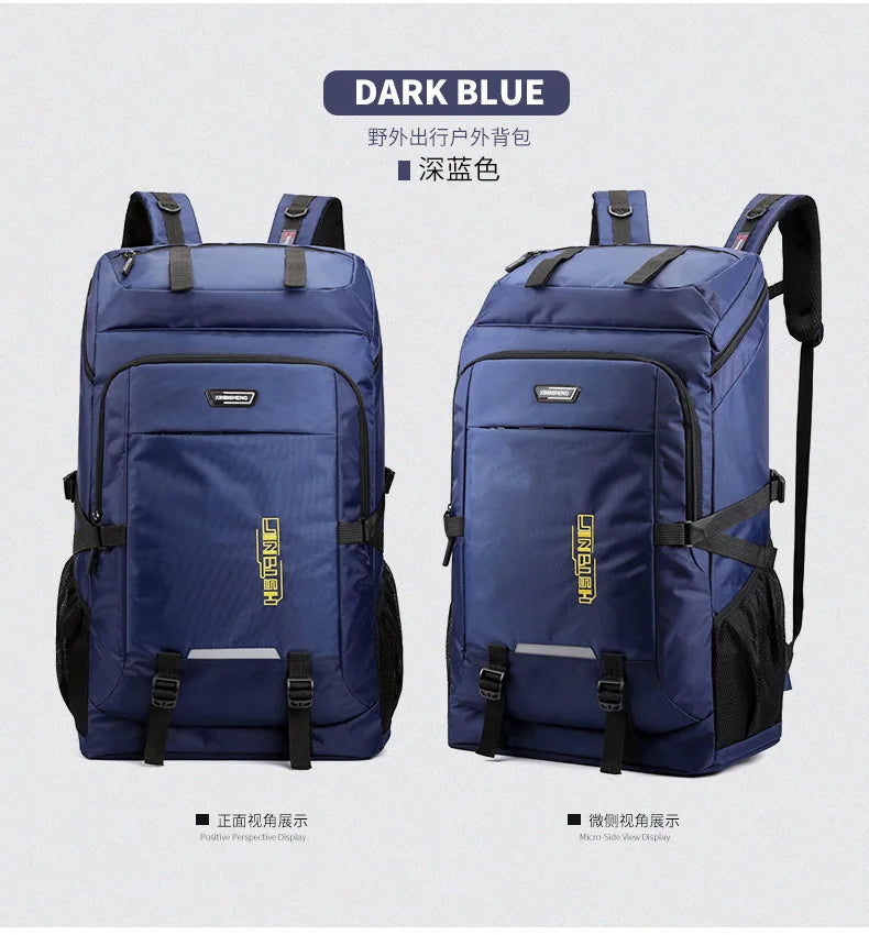 60L 80L Hiking Camping Backpack Nylon Waterproof Large Capacity Luggage Rucksack Men Women Outdoor Climbing Travel Sports Bag