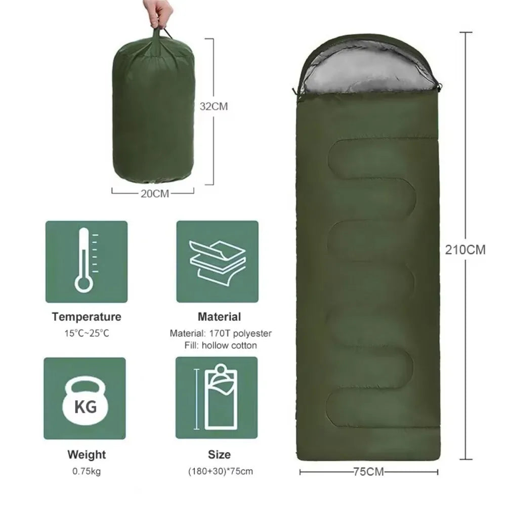 Camping Sleeping Bag Lightweight 4 Season Warm Envelope Backpacking Outdoor Mummy Cotton Winter Sleeping Bag Camp Sleeping Gears