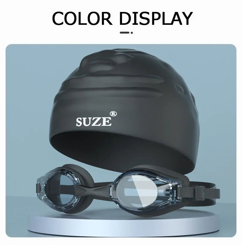 High Definition Anti Fog Swimming Goggles with Comfortable Silicone Seal Includes Swim Cap and Storage Box